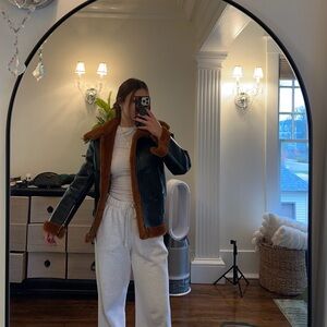 Faux fur lined aviator jacket